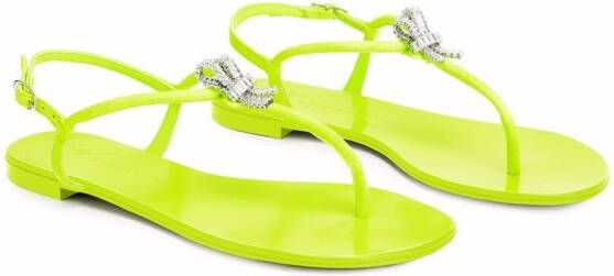 Giuseppe Zanotti Teenslippers verfraaid met kristallen Groen