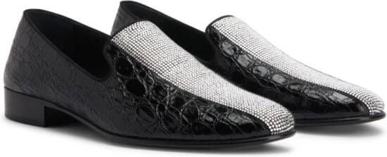 Giuseppe Zanotti Smoking Diamond leren loafers Zwart