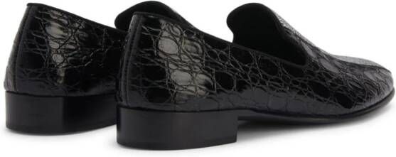 Giuseppe Zanotti Smoking Diamond leren loafers Zwart