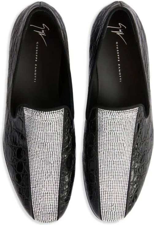 Giuseppe Zanotti Smoking Diamond leren loafers Zwart