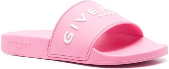 Givenchy Badslippers met logo-reliëf Roze