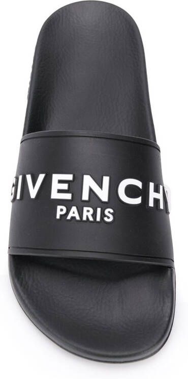 Givenchy Slippers met logo-reliëf Zwart