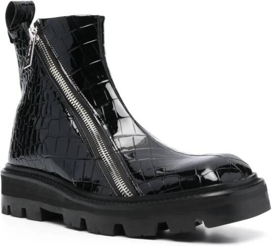 GmbH Leren combat boots Zwart