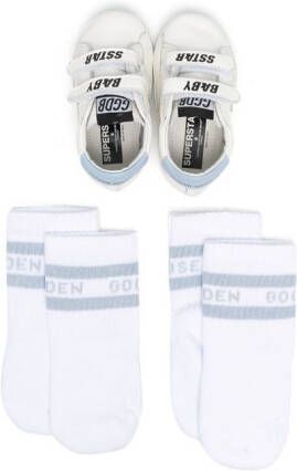 Golden Goose Kids Sokken en sneakers met logoprint Wit