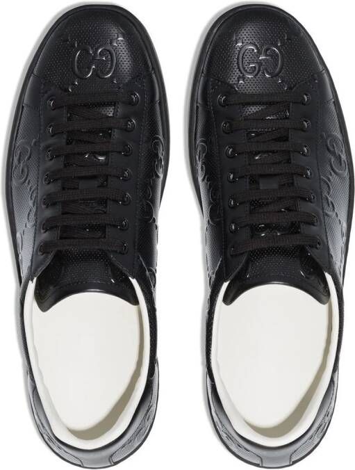 Gucci Ace sneakers met monogram-reliëf Zwart