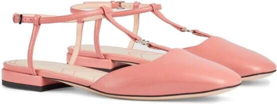 Gucci Double G ballerina's met vierkante neus Roze