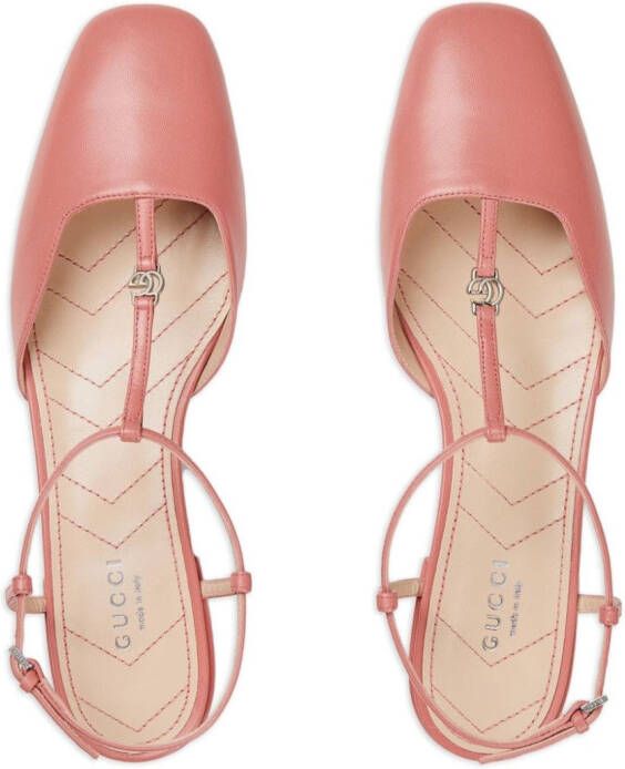 Gucci Double G ballerina's met vierkante neus Roze