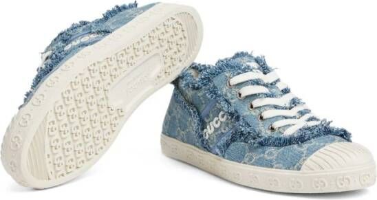 Gucci Denim sneakers met GG jacquard Blauw