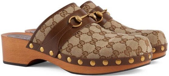 Gucci GG klompen met horsebit detail Bruin