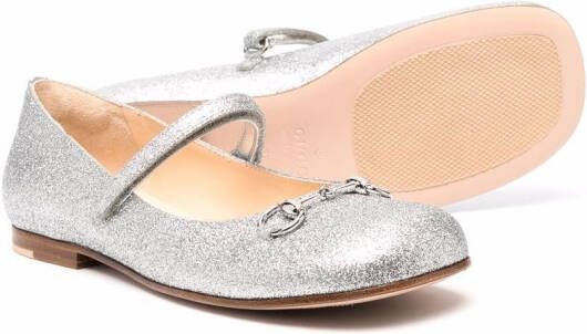 Gucci Kids Ballerina's met glitter Zilver