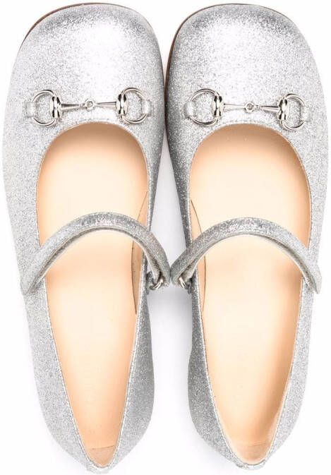 Gucci Kids Ballerina's met glitter Zilver