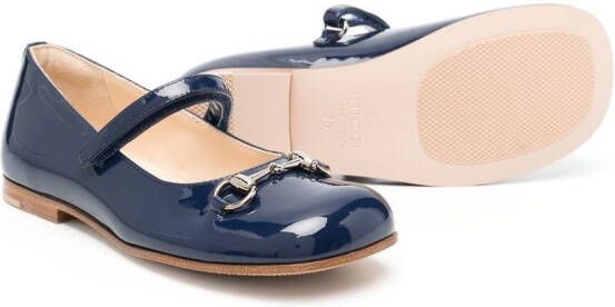 Gucci Kids Ballerina's met horsebit detail Blauw