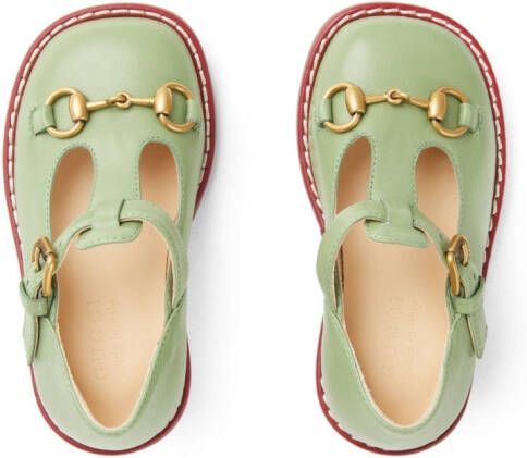 Gucci Kids Ballerina's met Horsebit-detail Groen