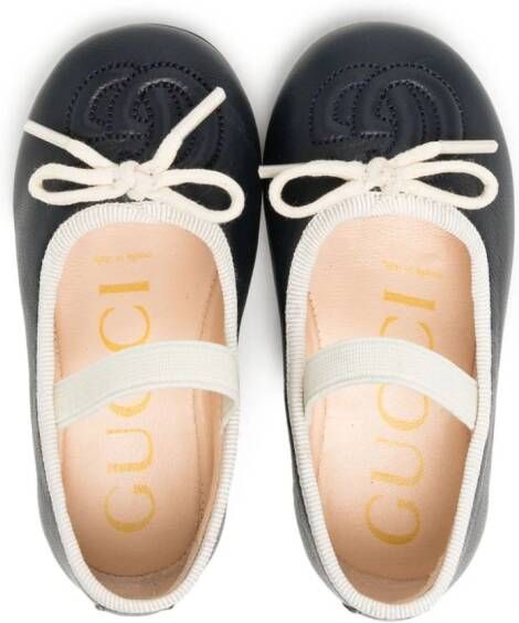 Gucci Kids Carla leren ballerina's Blauw