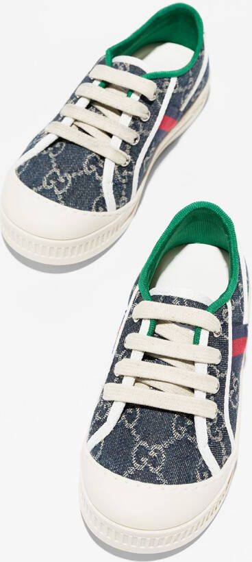 Gucci Kids GG Supreme lace-up sneakers Blauw