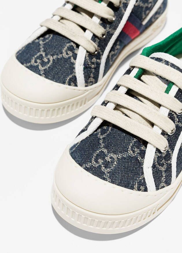 Gucci Kids GG Supreme lace-up sneakers Blauw