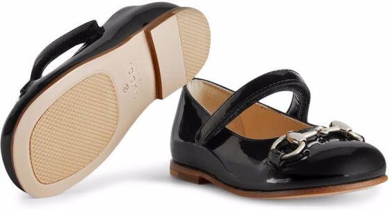 Gucci Kids Horsebit ballerina's Zwart