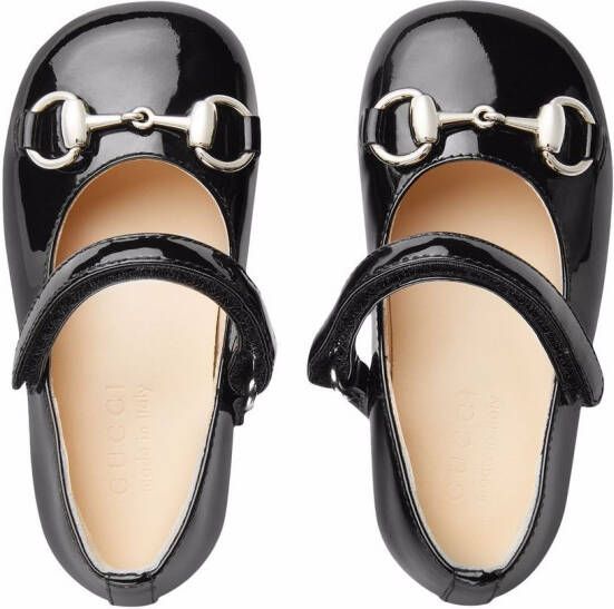 Gucci Kids Horsebit ballerina's Zwart