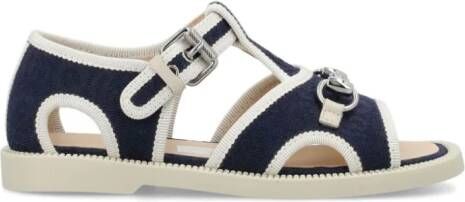 Gucci Kids Horsebit canvas sandalen Blauw