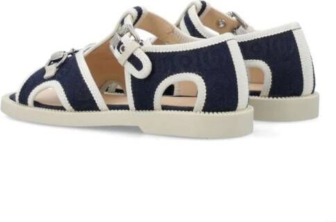 Gucci Kids Horsebit canvas sandalen Blauw