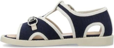 Gucci Kids Horsebit canvas sandalen Blauw