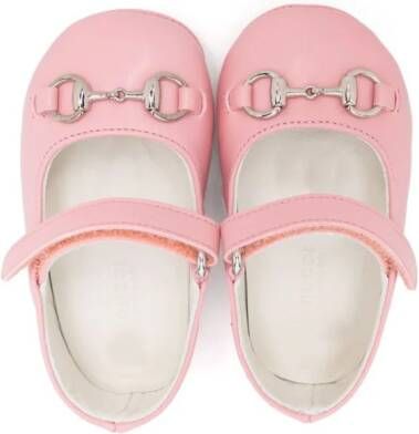 Gucci Kids Leren ballerina's met horsebit Roze