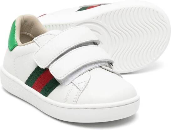 Gucci Kids Leren sneakers met web details Wit