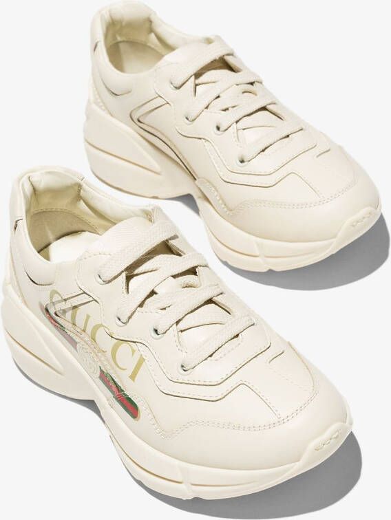 Gucci Kids Rhyton sneakers met logoprint Beige