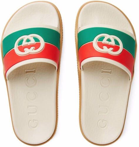 Gucci Kids Slippers met logo-reliëf Wit