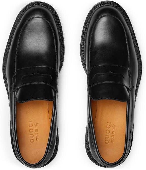 Gucci Leren penny loafers Zwart