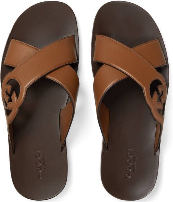 Gucci Leren slippers Bruin