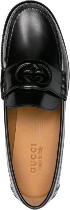 Gucci Leren loafers met GG-logo Zwart