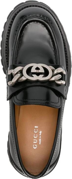 Gucci Leren loafers met GG-logo Zwart