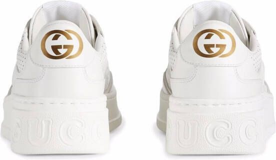 Gucci Leren sneakers met GG-reliëf Wit