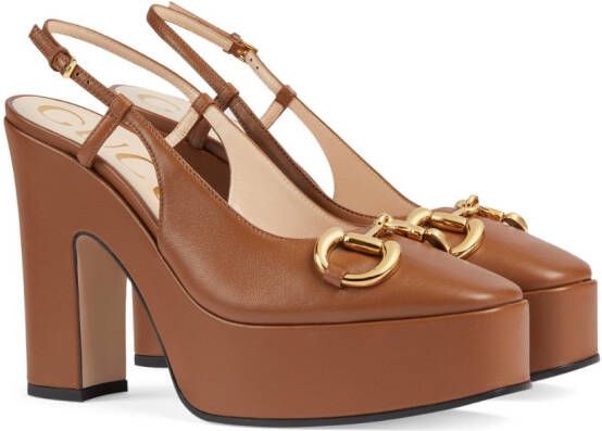 Gucci Pumps met plateauzool Bruin