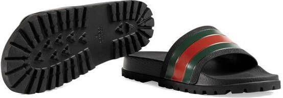 Gucci Pursuit slippers met web detail Zwart - Foto 5