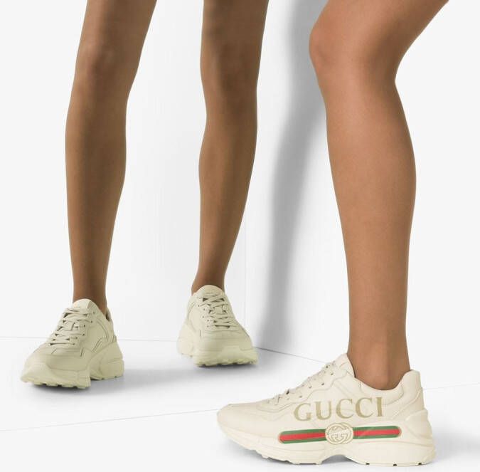 Gucci Rhyton leren sneakers Beige - Foto 3