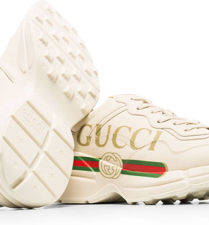 Gucci Rhyton leren sneakers Beige - Foto 4