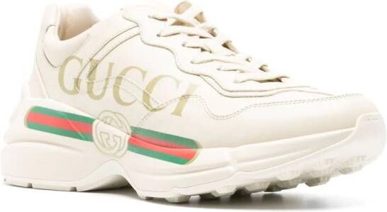 Gucci Rhyton leren sneakers Beige