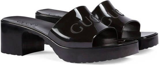 Gucci 60mm sandalen met logo-reliëf Zwart