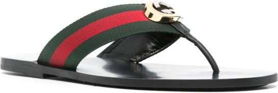 Gucci Teenslippers verfraaid met streep Zwart