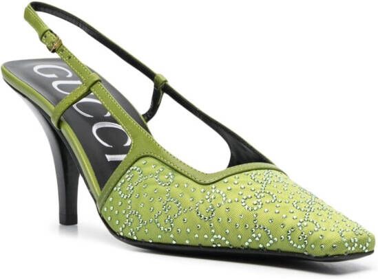 Gucci Slingback pumps verfraaid met kristallen Groen