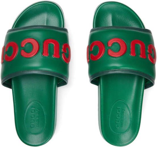 Gucci Slippers met patch Groen