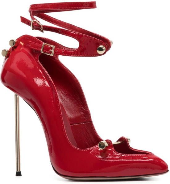 HARDOT 120mm glanzende pumps met speld Rood