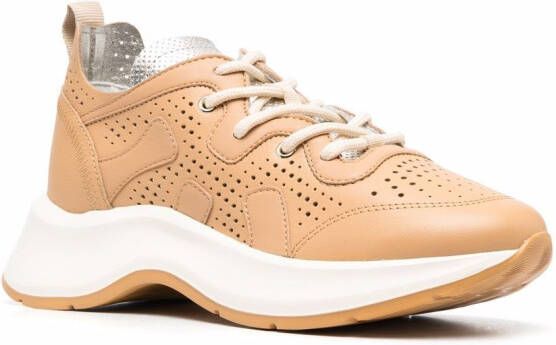 Hogan Geperforeerde sneakers Beige