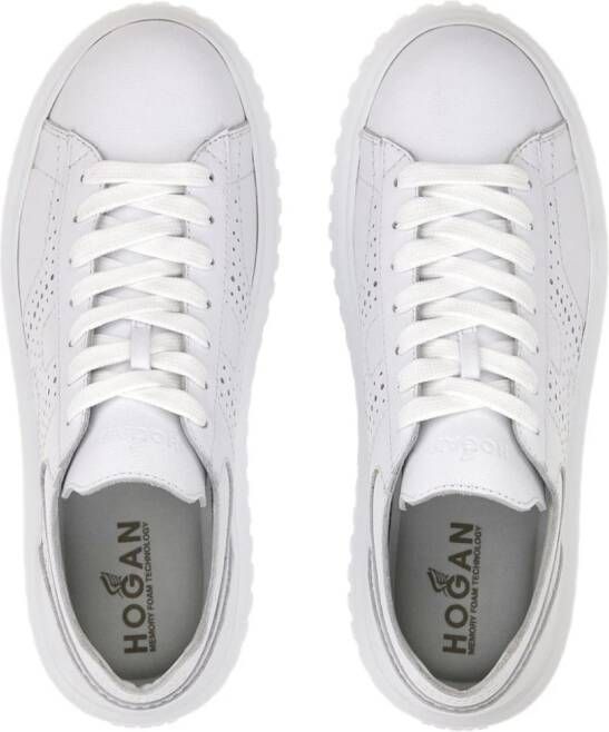 Hogan H-Stripes leren sneakers met logo Wit