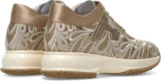 Hogan Interactive sneakers met geborduurde bloemen Beige