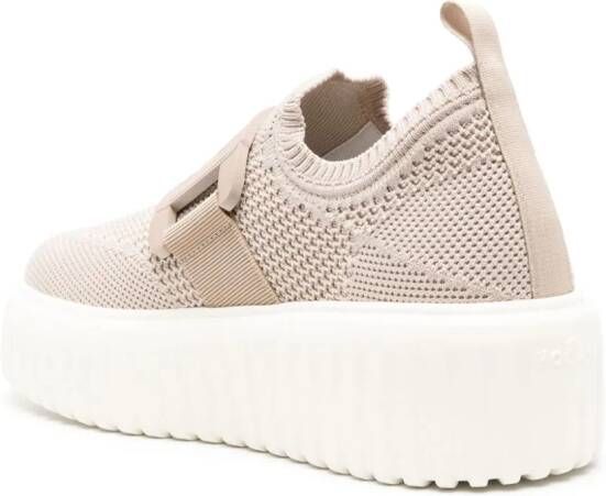 Hogan Gebreide sneakers met sleehak Beige