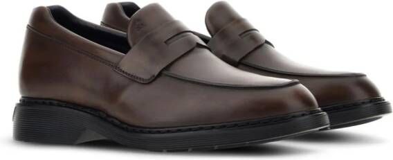 Hogan Leren loafers Bruin