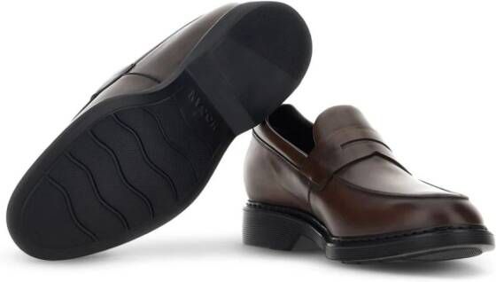 Hogan Leren loafers Bruin